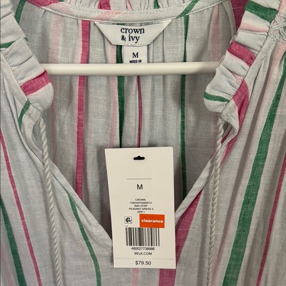 Crown and Ivy NWT Striped Pink and Green Dress - Picture 2 of 3